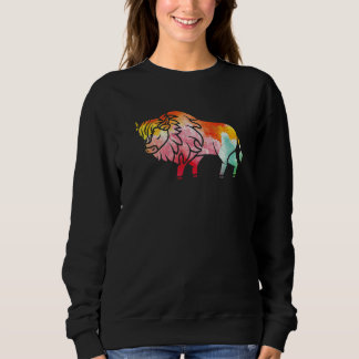 Zoo-Wildtier-Tier  Zoowärter Büffel Bison Farbe Sweatshirt