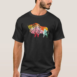 Zoo-Wildtier-Tier  Zoowärter Büffel Bison Farbe T-Shirt