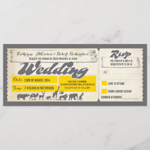 Zoo Wildtiere Hochzeitseintrittskarten Einladung