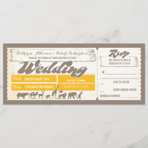 Zoo Wildtiere Hochzeitseintrittskarten Einladung