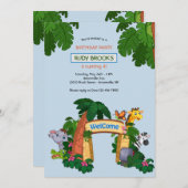 Zoo Willkommen Geburtstagsparty Einladung (Vorne/Hinten)