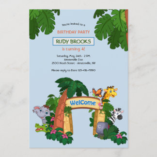 Zoo Willkommen Geburtstagsparty Einladung