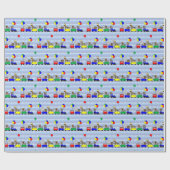 Zoo-Zug-Tier-PrimärfarbPackpapier Geschenkpapier (Flach)