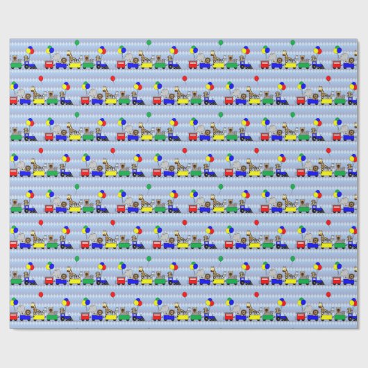 Zoo-Zug-Tier-PrimärfarbPackpapier Geschenkpapier (Flach)