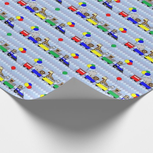 Zoo-Zug-Tier-PrimärfarbPackpapier Geschenkpapier (Ecke)