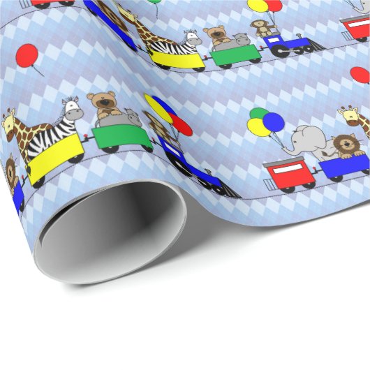 Zoo-Zug-Tier-PrimärfarbPackpapier Geschenkpapier (Rolleneckpunkt)