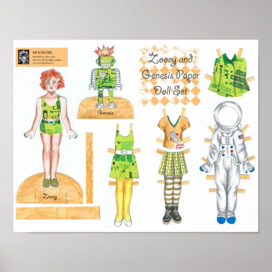 Zooey and Genesis Paper Doll Set - Play or Display Poster (Vorne)