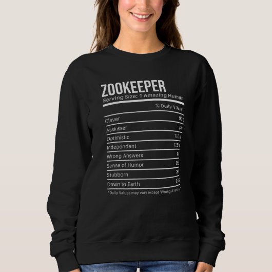 Zookeeper Nährwerte  Ernährungsfakten Sweatshirt (Vorderseite)