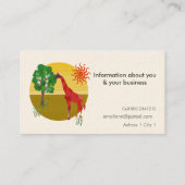 Zoologie-Giraffe unter Sun-Illustration Visitenkarte (Rückseite)