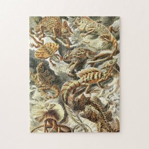 Zoologische Skizze Vintage-Echsen Puzzle