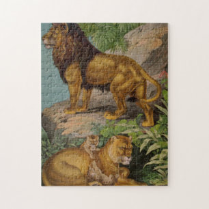 Zoologische Skizze Vintage Löwen Puzzle