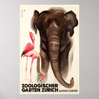 Zoologischer Garten Zürich Schweiz Vintage Poster