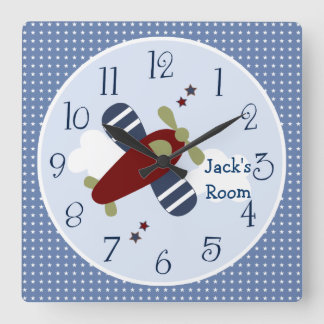 Zoom auf dem Kinderzimmer/Kinderuhr Quadratische Wanduhr
