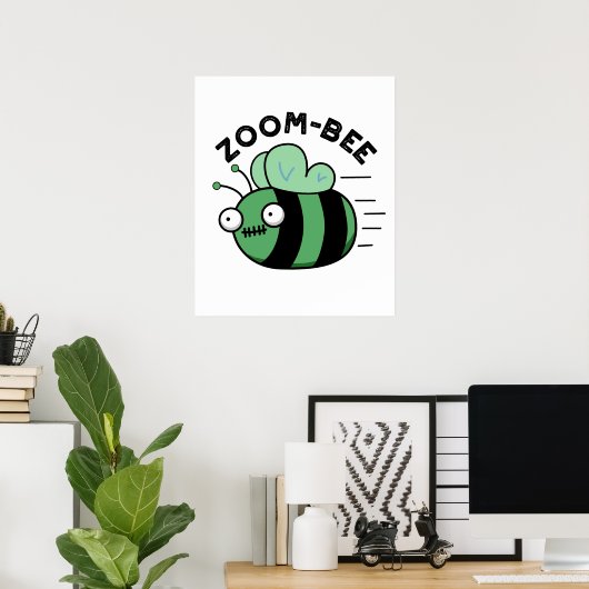Zoom-bee Funny Halloween Zombie Bee Pun Poster (Heimbüro)