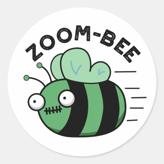 Zoom-bee Funny Halloween Zombie Bee Pun Runder Aufkleber (Vorderseite)