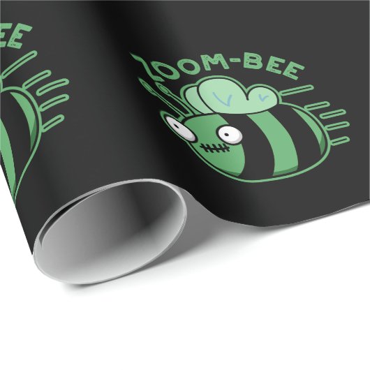Zoom bee Funny Zombie Bee Pun Dark BG Geschenkpapier (Rolleneckpunkt)