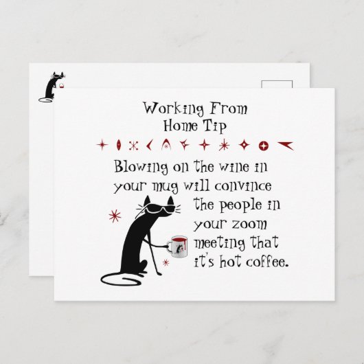Zoom Begegnung Weintipp Zitat mit Katze Postkarte (Vorne/Hinten)