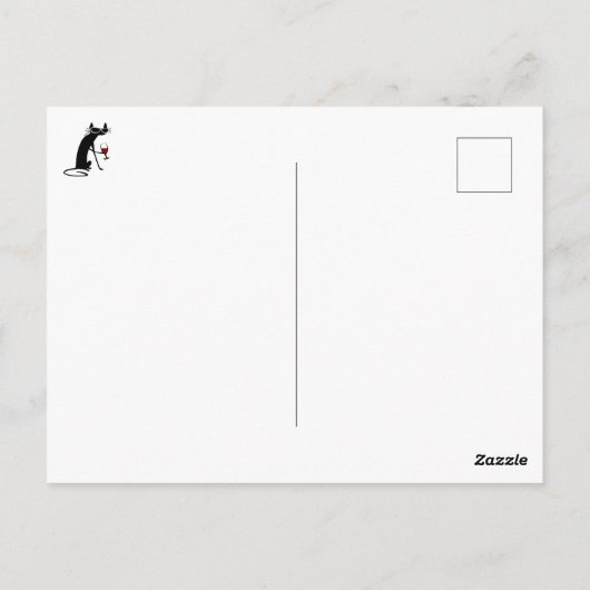 Zoom Begegnung Weintipp Zitat mit Katze Postkarte (Rückseite)