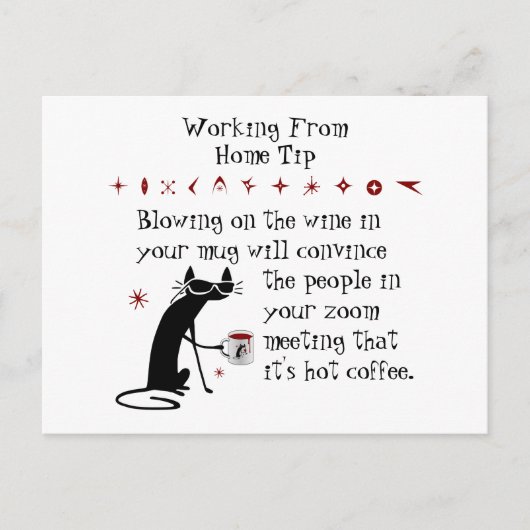 Zoom Begegnung Weintipp Zitat mit Katze Postkarte (Vorderseite)