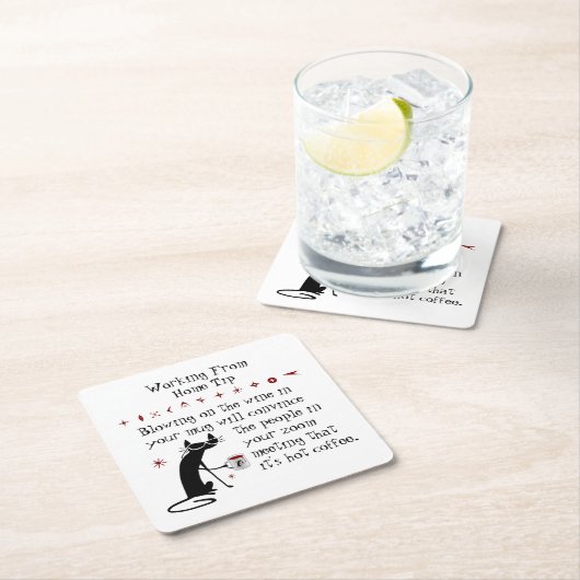 Zoom Begegnung Weintipp Zitat mit Katze Rechteckiger Pappuntersetzer (Vor Ort)