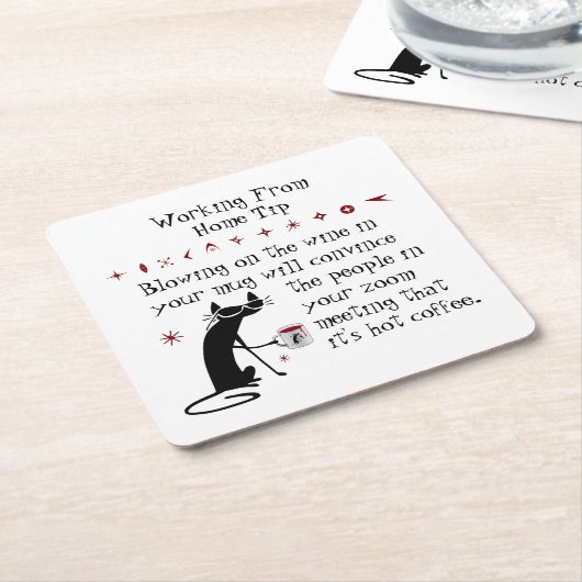 Zoom Begegnung Weintipp Zitat mit Katze Rechteckiger Pappuntersetzer (angewinkelt)