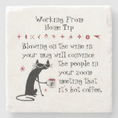 Zoom Begegnung Weintipp Zitat mit Katze Steinuntersetzer (Vorderseite)