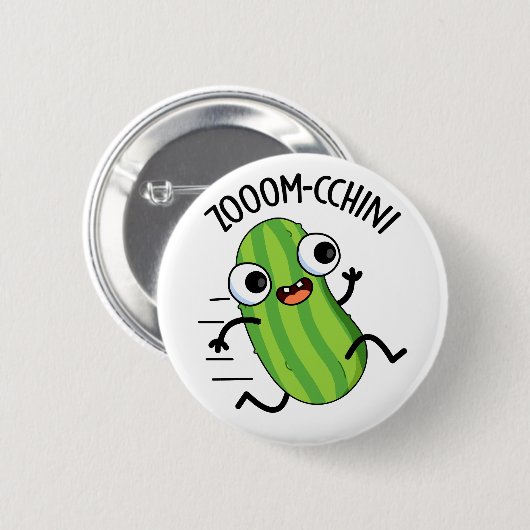 Zoom-cchini Funny Zucchini Pun Button (Vorne & Hinten)