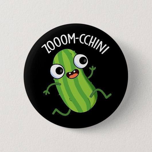 Zoom-cchini Funny Zucchini Pun Dark BG Button (Vorderseite)