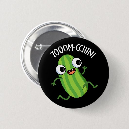 Zoom-cchini Funny Zucchini Pun Dark BG Button (Vorne & Hinten)