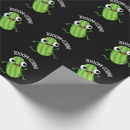 Zoom-cchini Funny Zucchini Pun Dark BG Geschenkpapier (Ecke)