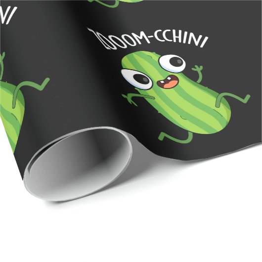 Zoom-cchini Funny Zucchini Pun Dark BG Geschenkpapier (Rolleneckpunkt)