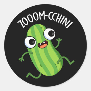 Zoom-cchini Funny Zucchini Pun Dark BG Runder Aufkleber