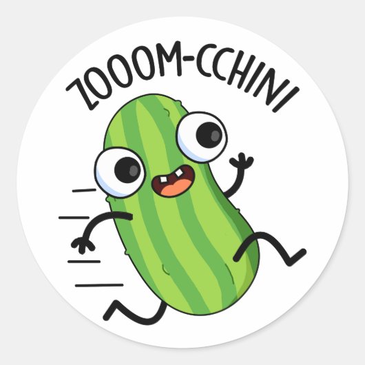 Zoom-cchini Funny Zucchini Pun Runder Aufkleber (Vorderseite)