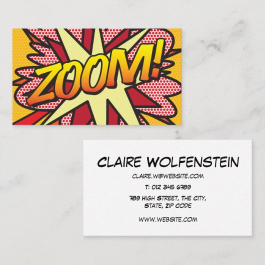 ZOOM Fun Retro Comic Book Visitenkarte (Vorne/Hinten)