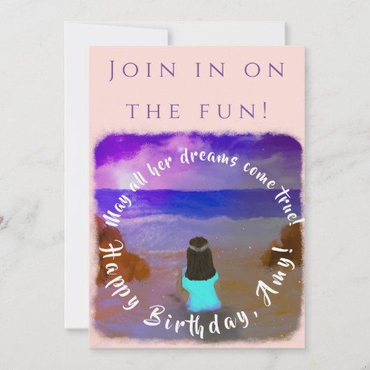 Zoom Girls Geburtstagsfeier Einladung Karte (Vorderseite)