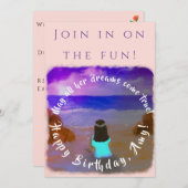 Zoom Girls Geburtstagsfeier Einladung Karte (Vorne/Hinten)