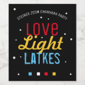 Zoom Hanukkah Party Love Light Latkes Funny Zitat Weinetikett (Einzelnes Label)