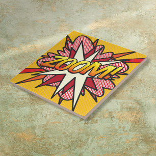 ZOOM Lustige Retro-Comic-Book-Pop-Art Fliese