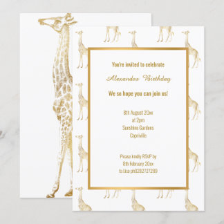 ZOOM THEMED GOLD GIRAFFE GEBURTSTAG EINLADUNG