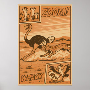 Zoom und Whack - African Savanna Action Comic Poster