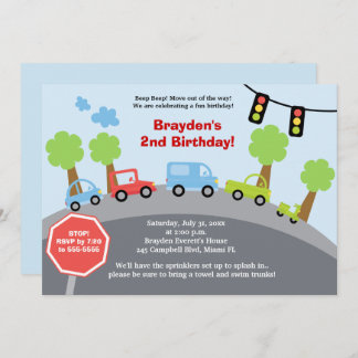 Zoom Zoom Autos Custom Geburtstagseinladung Einladung