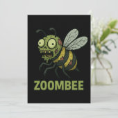 Zoombee - Funny Zombie Bee Cartoon Design Einladung (Stehend Vorderseite)
