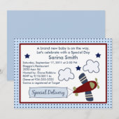 Zoomen Sie zusammen mit Airplane 2 Baby Shower Ein Einladung (Vorne/Hinten)