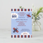 Zoomflugzeug Einladung Rot und Marine (Stehend Vorderseite)