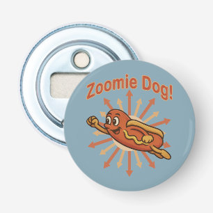 Zoomie Dog Flying Hot Dog Cartoon - Fun Retro Flaschenöffner