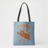 Zoomie Dog Flying Hot Dog Cartoon - Fun Retro Tasche (Vorderseite)