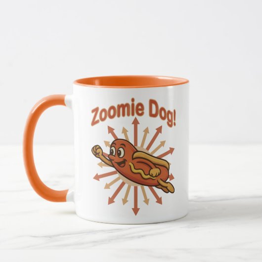 Zoomie Dog Flying Hot Dog Cartoon - Fun Retro Tasse (Links)