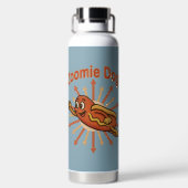 Zoomie Dog Flying Hot Dog Cartoon - Fun Retro Trinkflasche (Rückseite)
