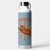Zoomie Dog Flying Hot Dog Cartoon - Fun Retro Trinkflasche (Vorderseite)