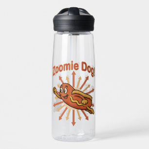 Zoomie Dog Flying Hot Dog Cartoon - Fun Retro Trinkflasche